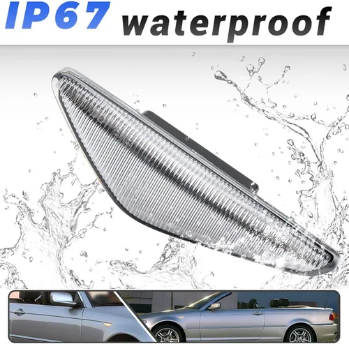 Vista 4 de 2 piezas de luces de señalización laterales intermitentes LED color ámbar para BMW Serie 3 E46 Coupé Convertible LCI 323Ci 325Ci 328Ci 330Ci Lente