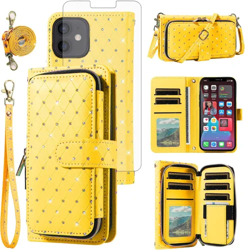 Vista 160 de Funda para teléfono iPhone 6 6S con cremallera y protector de pantalla con protector de pantalla, correa de cordón cruzado, ranura para iPhone 6 Six