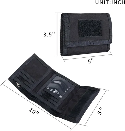 Vista 2 de EXCELLENT ELITE SPANKER Billetera de nailon triple para hombre, tarjetero táctico militar con bolsillo para monedas, cartera para exteriores