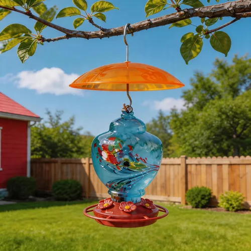 Vista 4 de 8" Mini Cubierta contra la Lluvia para Alimentador/Casa de Aves - Naranja Amarillo Pequeña Protección Cúpula Contra Lluvia/Nieve/Sol - Diámetro 20CM