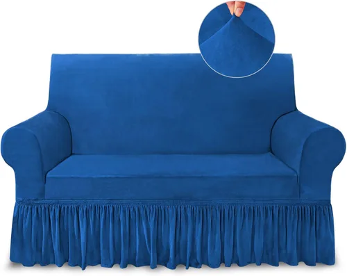 Vista 43 de NICEEC Funda para sofá biplaza, súper suave, 1 pieza, color rojo vino, elástica, universal, de elastano, para sala de estar, fácil ajuste, lavable