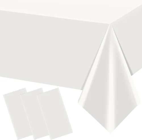 Vista 37 de 3 manteles color beige para mesas rectangulares, mantel desechable de plástico marfil, mantel impermeable color crema para cumpleaños, bodas