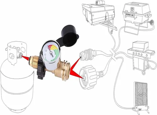 Vista 6 de Adaptador de tanque de propano de 100 libras, ajuste universal, adaptador de tanque de propano Pol a Qcc1 que convierte Pol a Qcc1 / Tipo 1, calibre