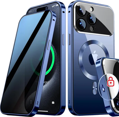 Vista 8 de Funda magnética de privacidad para iPhone 13 Pro, protección completa de la cámara, color negro [Mechanical Lock][Compatible with MagSafe]