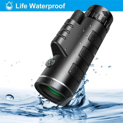 Vista 4 de 40X60 High Power Zoom Monocular Pocket Telescope with Smartphone Holder Tripod for Camping Hiking Waterproof(Telescope Set)