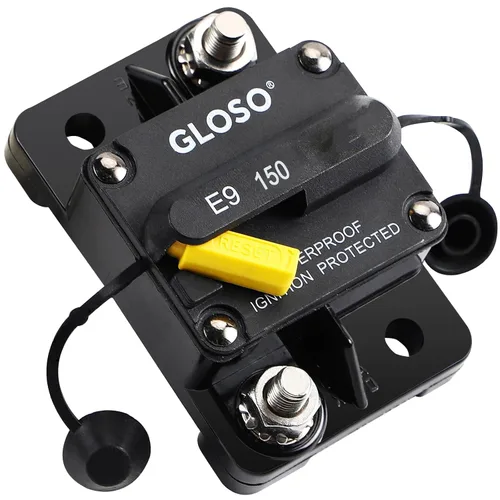 Vista 8 de GLOSO E98 Manaul Reset, impermeable IP67 Marine Auto Camión, perno de 1/4", disyuntor Hi-Amp (25A)