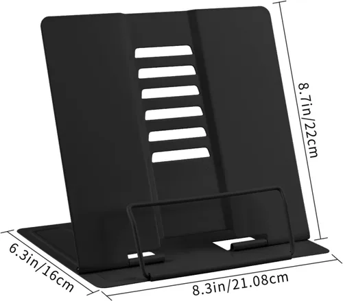 Vista 3 de Honagu Soporte de metal para libros de escritorio, soporte para libros para leer manos libres, soporte ajustable para documentos de libros