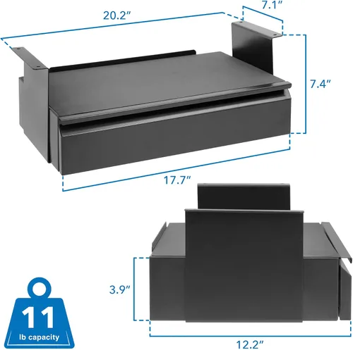 Vista 3 de Mount-It! Kit de cajón extraíble para debajo del escritorio con estante para laptop y tablet, organizador de almacenamiento de oficina, se monta