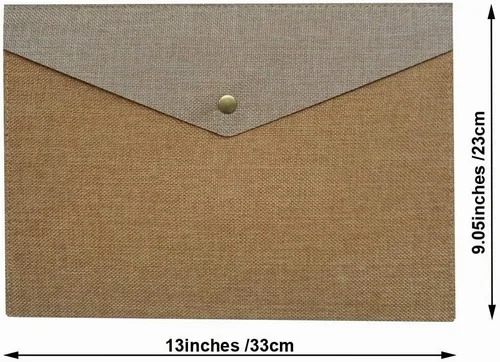 Vista 4 de Carpeta de archivos A4 duradera, portafolio, sobre de fieltro con cierre a presión, juego de 2 unidades, beige y marrón