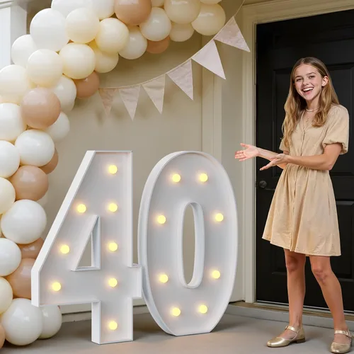 Vista 72 de IMPRSV Letras de mosaico iluminadas de marquesina, 4 pies para globos y fiestas, decoración de kit de arco