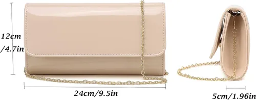 Vista 6 de Bolso de mano con sobre de charol, bolso de noche plegable de caramelo brillante para mujer