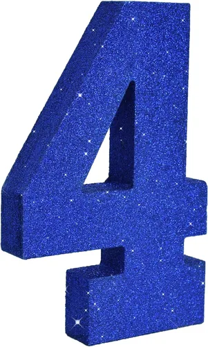 Vista 15 de TONIFUL Centro de mesa de madera número 0 con purpurina azul de 7.8 pulgadas, decoración de fiesta de cumpleaños azul, dígito 0 para cumpleaños