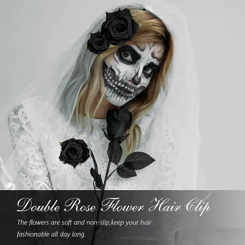 Vista 4 de Waydress 12 pinzas para el pelo con diseño de rosas, broches florales de flores mexicanas, accesorios para mujeres, regalos del día de la madre