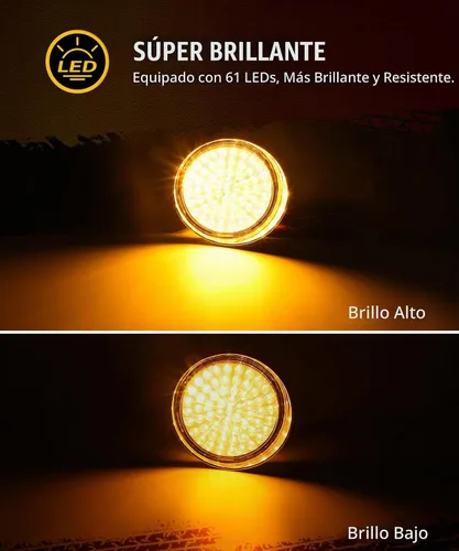 Vista 2 de Partsam 1 par de luces de circulación diurna de reemplazo para Freightliner Century 1996-2005, ámbar 61 LED/Lente transparente