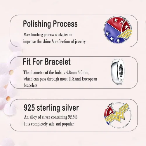 Vista 4 de LNQOBU Dijes de plata de ley 925 para pulseras y collares para mujeres y niñas (con una cuenta espaciadora)