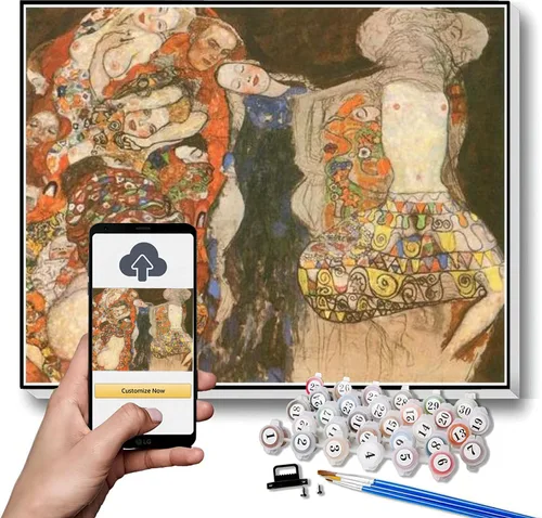 Vista 2 de Gustav Klimt Pintura de números para adultos, pintura desnuda femenina por Gustav Klimt Kit de pintura por números sobre lienzo para principiantes