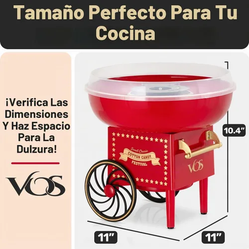 Vista 5 de VOS Mini Máquina de Algodón de Azúcar para Niños, Máquina Roja Retro para Hacer Dulces de Azúcar, Kit de Máquina de Algodón de Azúcar: incluye 15