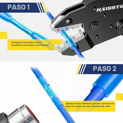 Vista 3 de 250 piezas de conectores de tope termorretráctiles amarillos AWG12-10, conectores de cable termorretráctiles de grado marino haisstronica, cobre