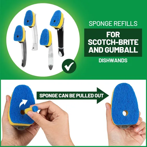 Vista 2 de Kit de varita de cocina antiarañazos con repuesto de esponja y soporte Azul