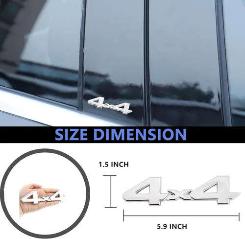 Vista 6 de Adhesivo de metal para placa de identificación 4 x 4 para camioneta Tundra 2005-2018 camiones/SUV/Pickup (plateado)