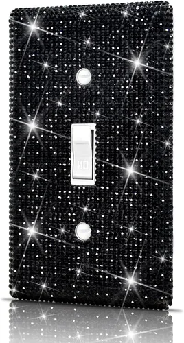 Vista 33 de Dengduoduo Placas de pared, cubierta decorativa para interruptor de luz, cubiertas decorativas de tomacorrientes, diamantes de imitación plateados