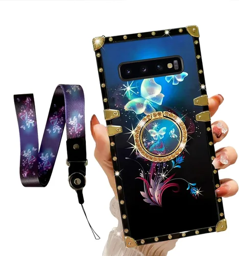 Vista 11 de Funda para Samsung Galaxy S8 Plus con soporte de anillo, patrón de moda, parte trasera de policarbonato duro y TPU suave, cubierta de protección a