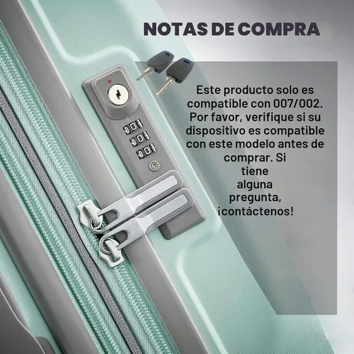 Vista 5 de 2 llaves compatibles con equipaje maestro 007 002, maleta de equipaje, cerradura de contraseña
