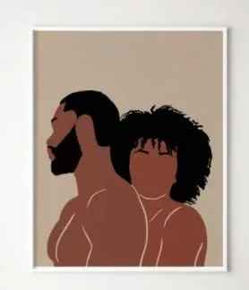 Vista 3 de ShopHaven Arte de pareja negra, besos de pareja, amor negro, arte bohemio, póster romántico, 11 x 14 pulgadas, sin marco, decoración para el hogar