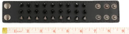 Vista 7 de MILAKOO 2 pulseras negras para cinturón, cuerda de cuero, pulsera punk rock negra de 6 a 8 pulgadas