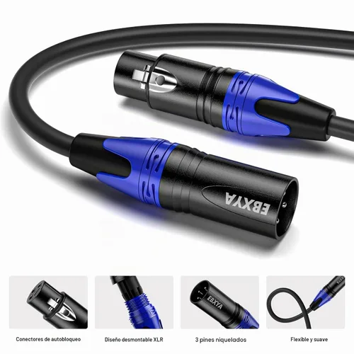 Vista 3 de EBXYA Cables XLR, 1.5 pies paquete de 6 cables XLR macho a hembra
