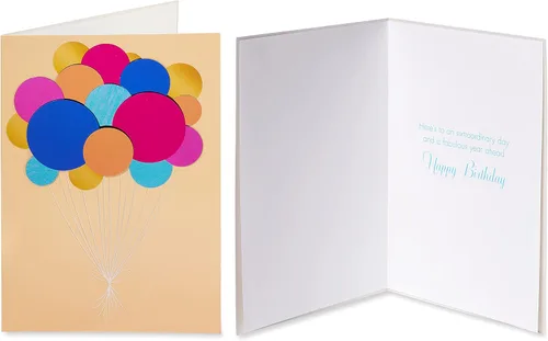 Vista 2 de Papyrus Tarjetas de cumpleaños, globos y champán (2 unidades)