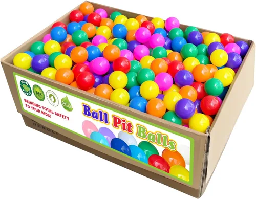 Vista 7 de Bolas para pozo de bolas BBRUN, 1000 unidades, bolas de plástico para pozo de bolas, corral de juegos, sin BPA, a prueba de aplastamiento, bolas