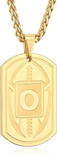 Vista 11 de Graduation Gifts - Football Initial Necklace for Men Boys Kids Teen Dog Tag Stainless Steel Black Letter Pendant Sport Football Athletes Jewelry