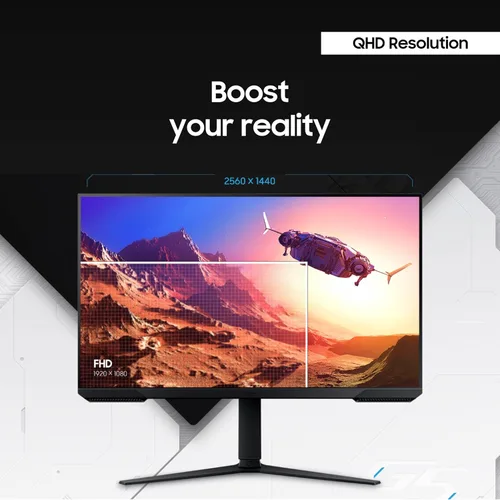 Vista 4 de SAMSUNG Odyssey G51C Series QHD Monitor para juegos de 27 pulgadas, 165 Hz, 1 ms, pantalla VESA HDR10, AMD FreeSync Premium, ecualizador negro