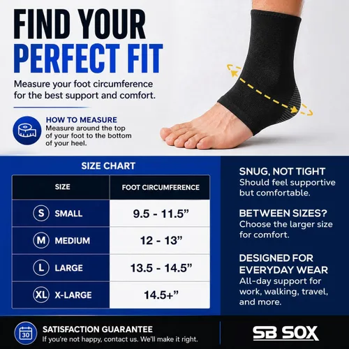 Vista 7 de SB SOX Tobillera de compresión (1 par) – Manga de soporte de tobillo para hombres y mujeres – Alivio para Aquiles, esguinces, fascitis plantar