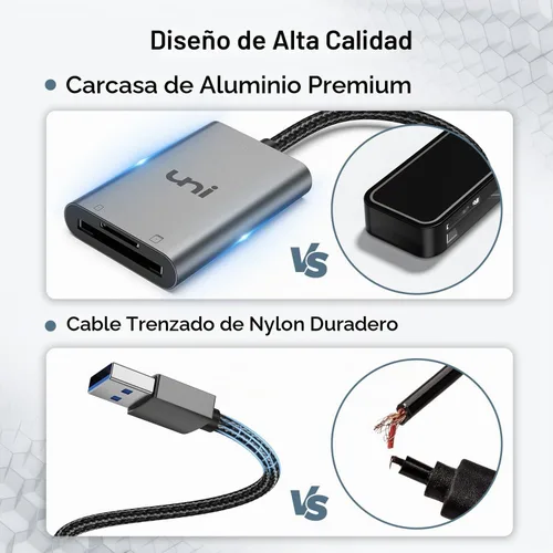 Vista 6 de uni Lector de tarjetas SD, adaptador USB 3.0 de alta velocidad a tarjeta micro SD, lector de tarjetas de memoria de aluminio para computadora