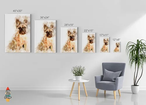 Vista 5 de Lienzo con estampado de bulldog francés, pintura de acuarela con fondo blanco, arte de pared de animales, decoración del hogar, listo para colgar