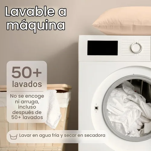 Vista 6 de Juego de 4 fundas de almohada ultrasuaves con cremallera tamaño Queen, 100% protección contra manchas, polvo y suciedad, lavables a máquina (beige)
