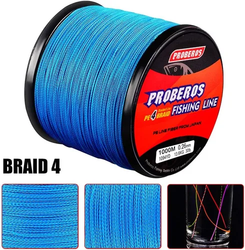 Vista 3 de Sedal trenzado de 4 hebras, más fuerte, multifilamento, de polietileno, trenzado, para agua salada, 6 lb - 100 lb, 100 m - 300 m - 500 m, súper