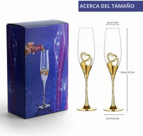 Vista 6 de Copas de champán para boda, copas de flauta para novia y novio, creativas copas de vidrio de lujo con borde de diamantes de imitación decoración