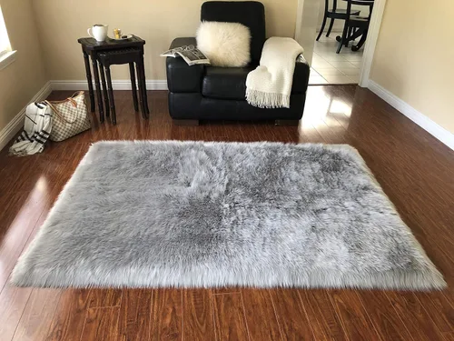 Vista 11 de LAMBZY Alfombra cuadrada de piel de oveja sintética, súper suave, hipoalergénica, de pelo de felpa de primera calidad