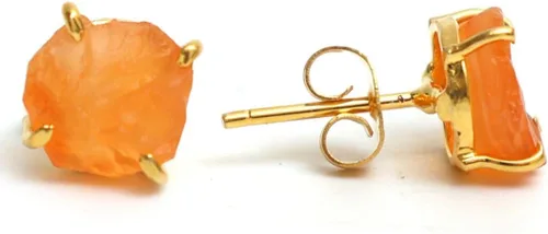 Vista 79 de Gempires Natural Raw Prong Setting Stud Earrings, 8-10 mm Crystals Earring, Handmade Jewelry, Gift for Her