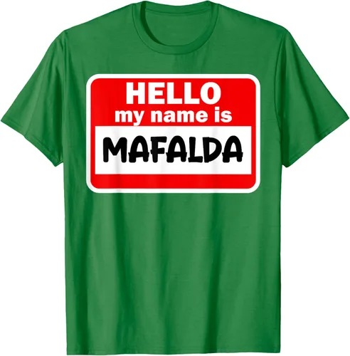 Vista 4 de Mafalda Hello Hi My Name Is Camiseta con nombre en camiseta personalizada, Negro