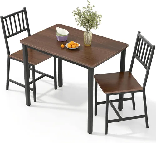Vista 13 de Rovibek Juego de mesa de comedor para 4 personas con 2 bancos, juego de mesa de cocina que ahorra espacio para cocina y comedor, color negro