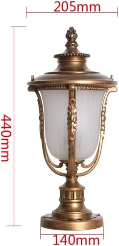 Vista 6 de Luces de poste para exteriores, lámpara de pared de cobre de imitación de cuatro flores, cubierta de aluminio a rayas para jardín, balcón, lámpara