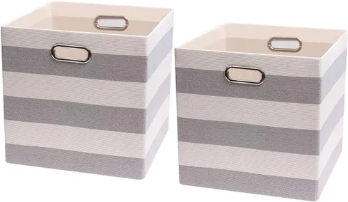 Vista 9 de Posprica - Cestas organizadoras de almacenamiento, 11×11 cubos plegables de almacenamiento de tela con cajones para guarderías, oficinas, armarios