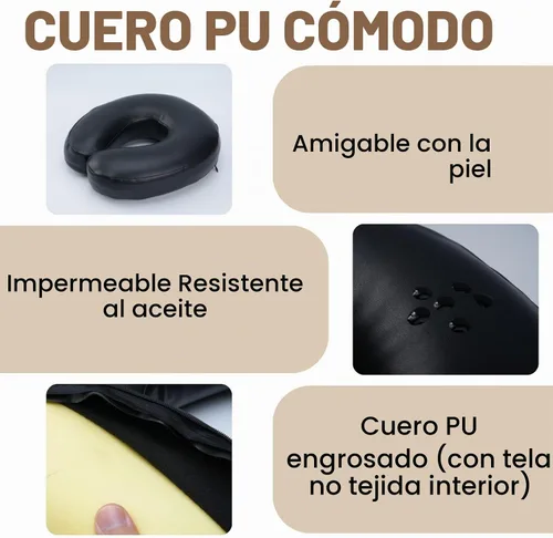 Vista 5 de Cuna de masaje facial con cojín para mesa de masaje y reposacabezas Negro