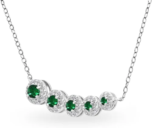 Vista 2 de B. BRILLIANT Collar de viaje graduado de plata de ley auténtica, creada o simulada con detalles de topacio blanco, Metal