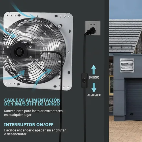 Vista 7 de Ventilador de escape de obturador de 10" 820 CFM, ventilador montado