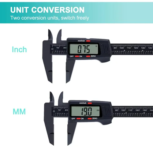 Vista 3 de Kynup - Calibrador digital, herramienta de medición con pantalla LCD, calibrador electrónico de micrómetro con función de apagado automático